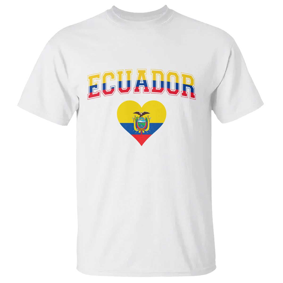 Vintage Ecuador Flag Heart T Shirt Proud Ecuadorian Heritage Gift TS12 White Print Your Wear