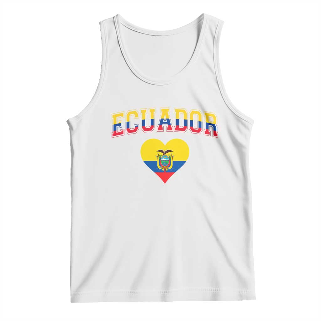 Vintage Ecuador Flag Heart Tank Top Proud Ecuadorian Heritage Gift TS12 White Print Your Wear