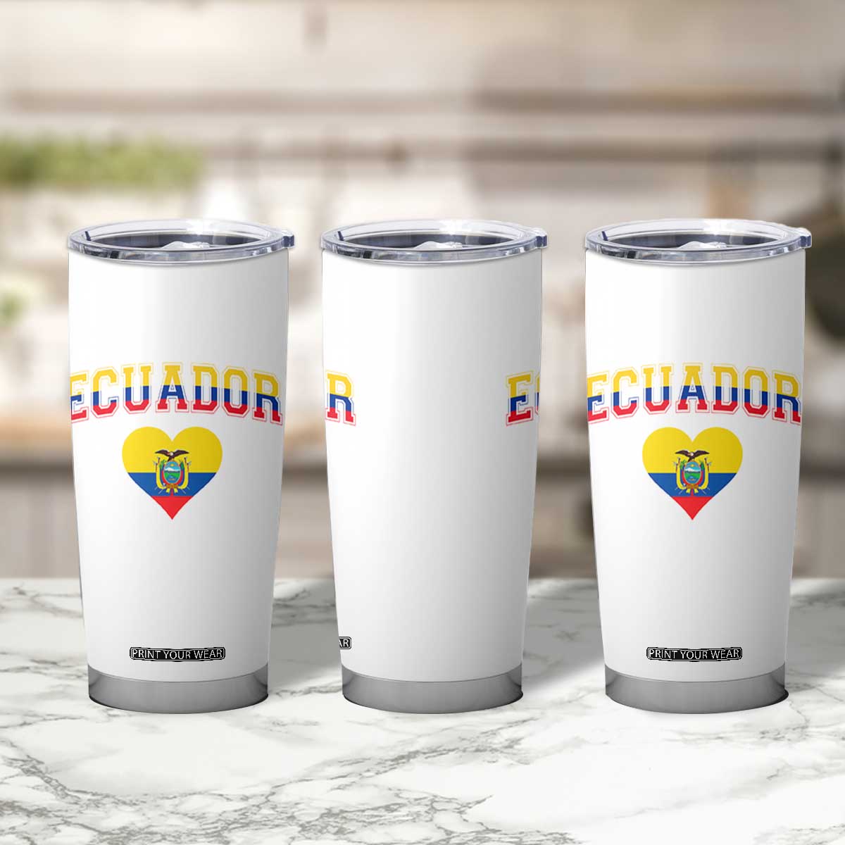Vintage Ecuador Flag Heart Tumbler Cup Proud Ecuadorian Heritage Gift