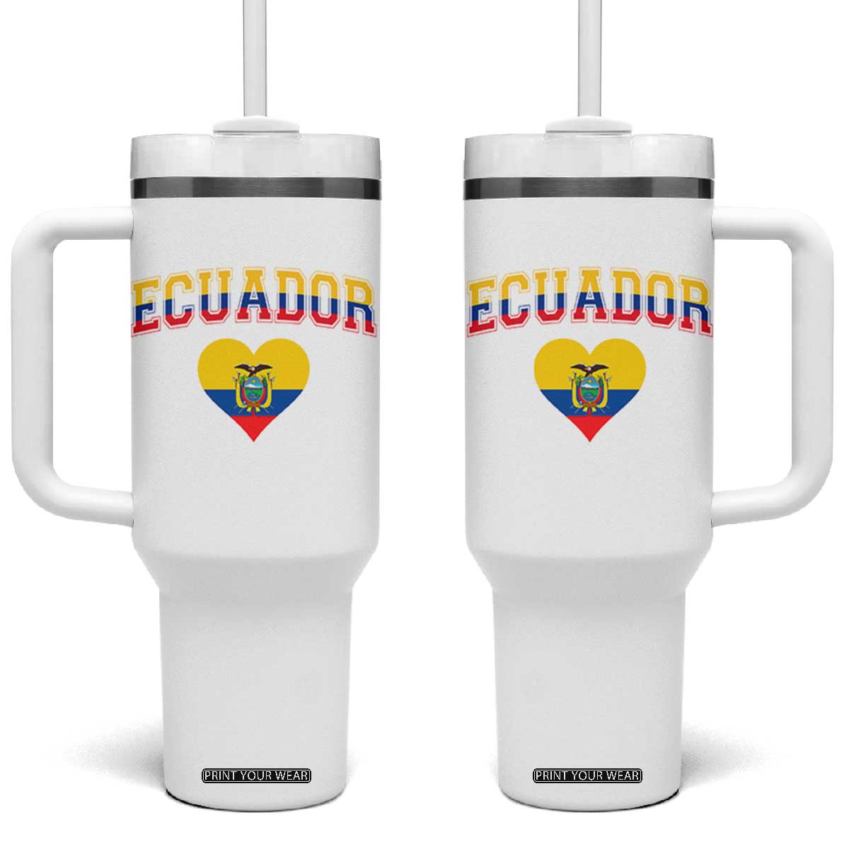 Vintage Ecuador Flag Heart Tumbler With Handle Proud Ecuadorian Heritage Gift