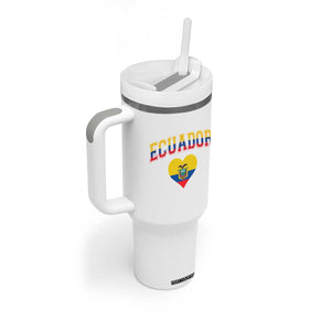 Vintage Ecuador Flag Heart Tumbler With Handle Proud Ecuadorian Heritage Gift