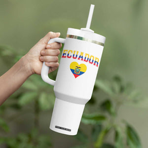 Vintage Ecuador Flag Heart Tumbler With Handle Proud Ecuadorian Heritage Gift