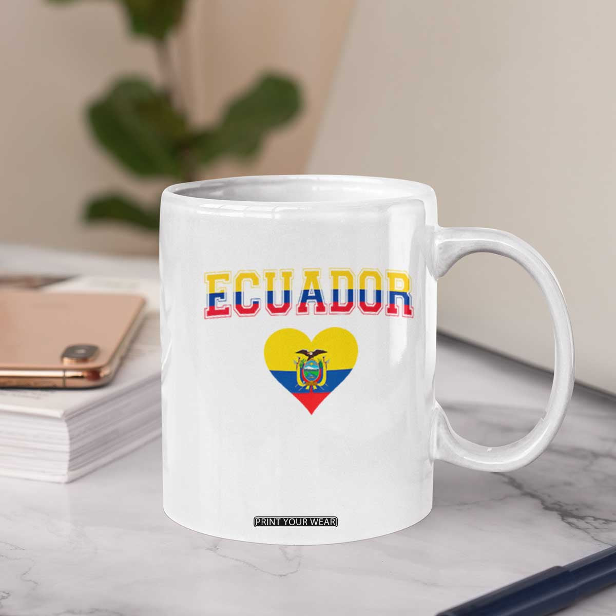 Vintage Ecuador Flag Heart Coffee Mug Proud Ecuadorian Heritage Gift