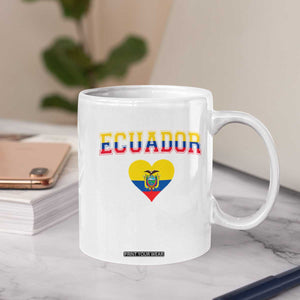 Vintage Ecuador Flag Heart Coffee Mug Proud Ecuadorian Heritage Gift