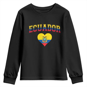 Vintage Ecuador Flag Heart Youth Sweatshirt Proud Ecuadorian Heritage Gift