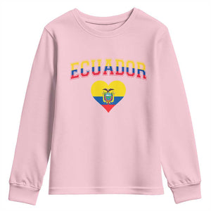 Vintage Ecuador Flag Heart Youth Sweatshirt Proud Ecuadorian Heritage Gift
