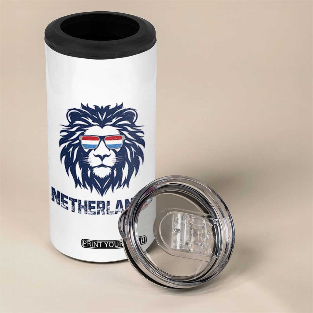 Cool Dutch Lion With Sunglasses 4 in 1 Can Cooler Tumbler Netherlands Pride Gift