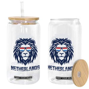Cool Dutch Lion With Sunglasses Glass Can Netherlands Pride Gift