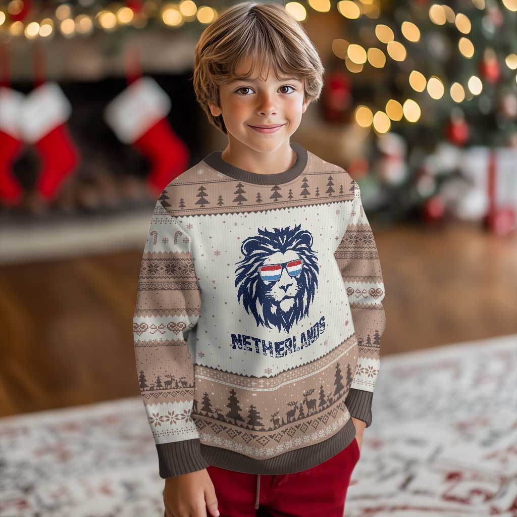 Cool Dutch Lion With Sunglasses Ugly Christmas Sweater Netherlands Pride Gift
