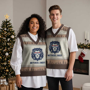 Cool Dutch Lion With Sunglasses V-Neck Knit Sweater Vest Netherlands Pride Gift