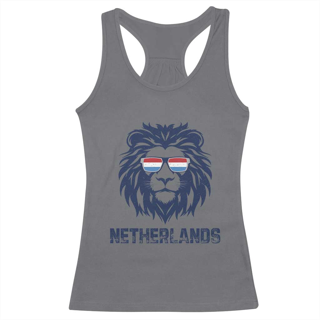 Cool Dutch Lion With Sunglasses Racerback Tank Top Netherlands Pride Gift
