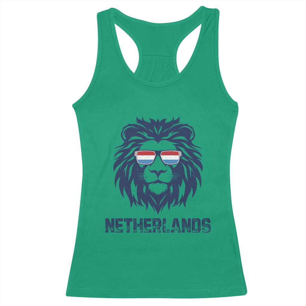 Cool Dutch Lion With Sunglasses Racerback Tank Top Netherlands Pride Gift