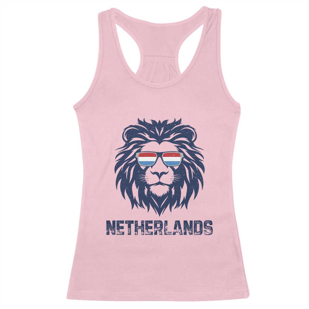 Cool Dutch Lion With Sunglasses Racerback Tank Top Netherlands Pride Gift