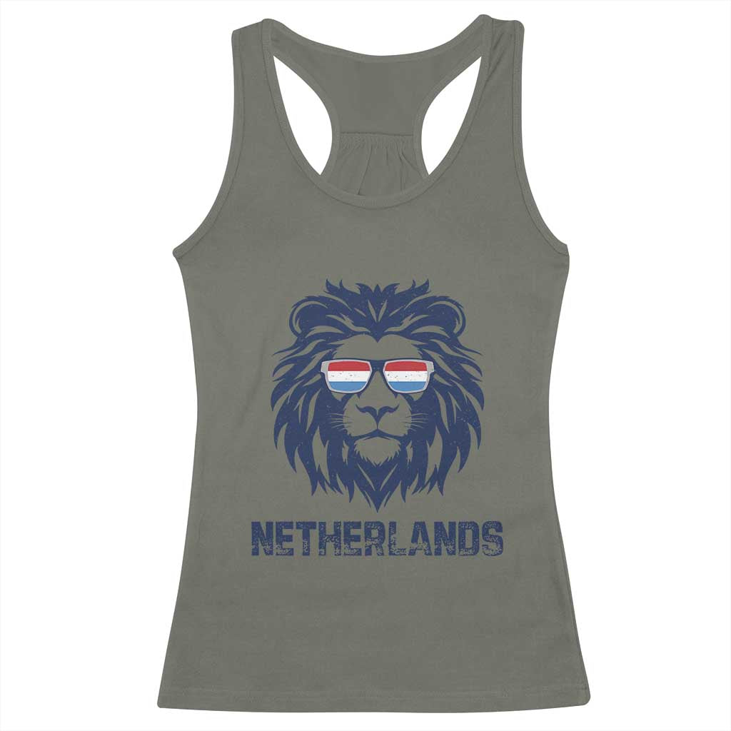 Cool Dutch Lion With Sunglasses Racerback Tank Top Netherlands Pride Gift
