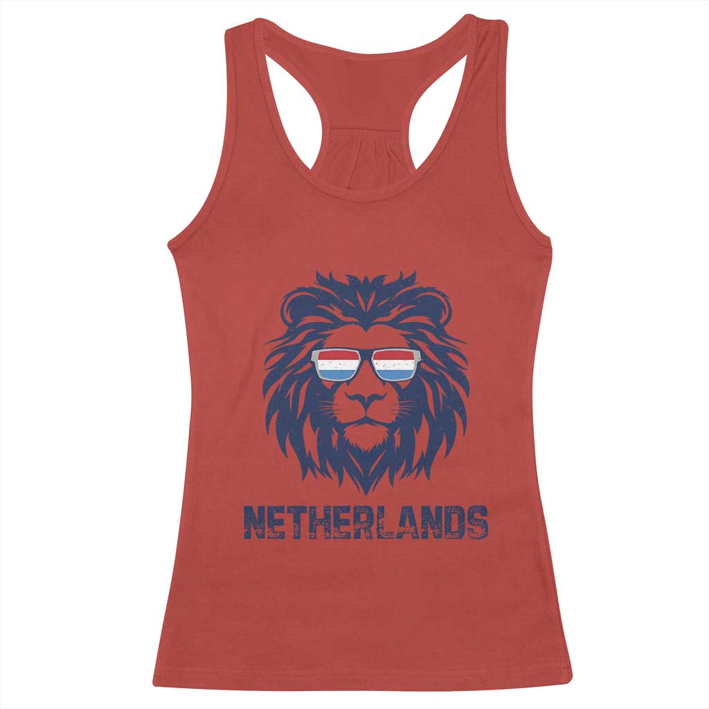 Cool Dutch Lion With Sunglasses Racerback Tank Top Netherlands Pride Gift