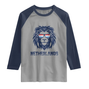 Cool Dutch Lion With Sunglasses Raglan Shirt Netherlands Pride Gift