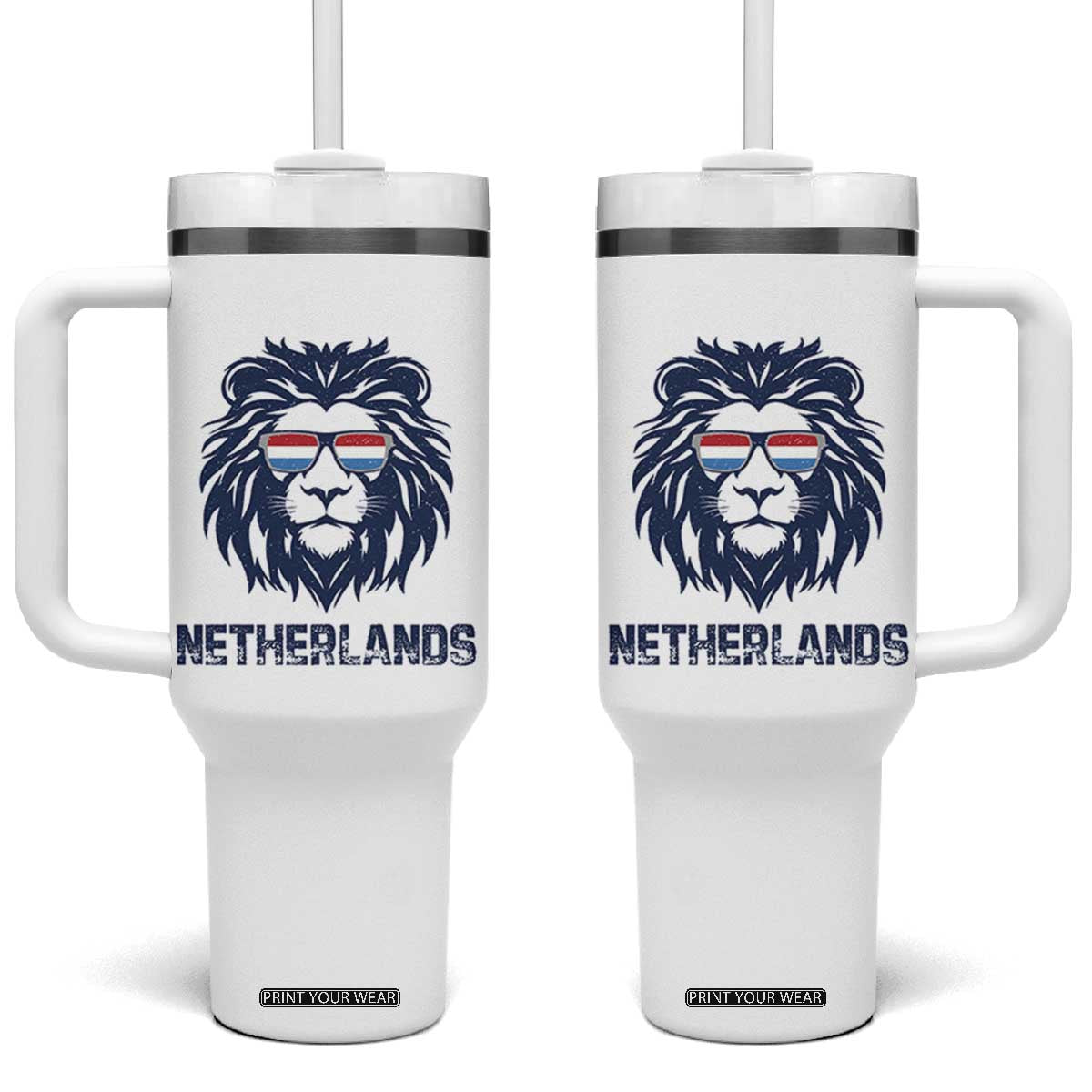 Cool Dutch Lion With Sunglasses Tumbler With Handle Netherlands Pride Gift