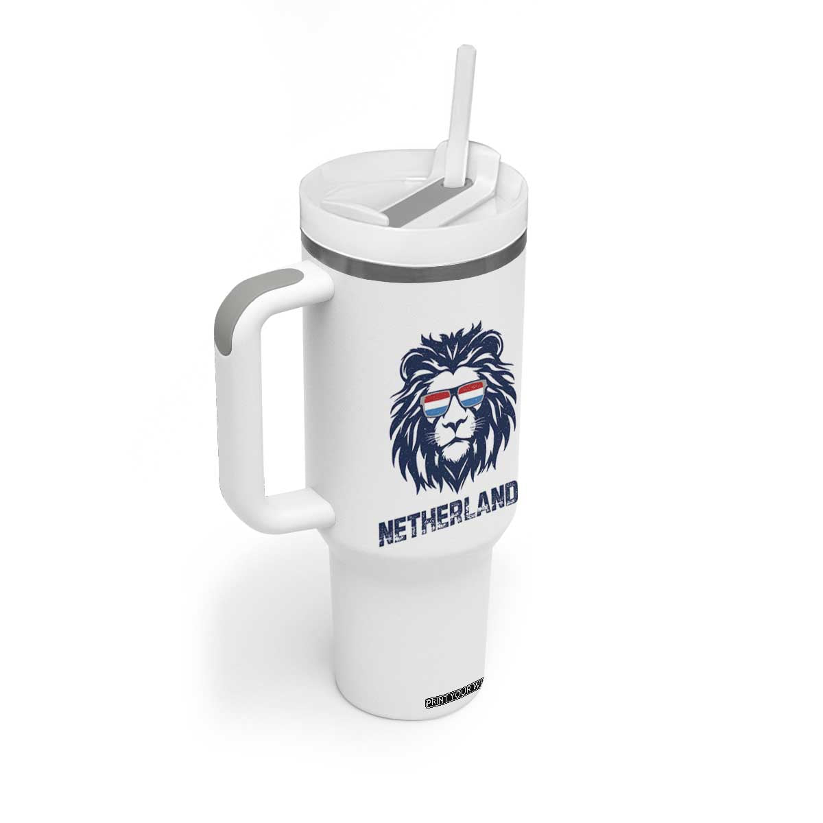 Cool Dutch Lion With Sunglasses Tumbler With Handle Netherlands Pride Gift