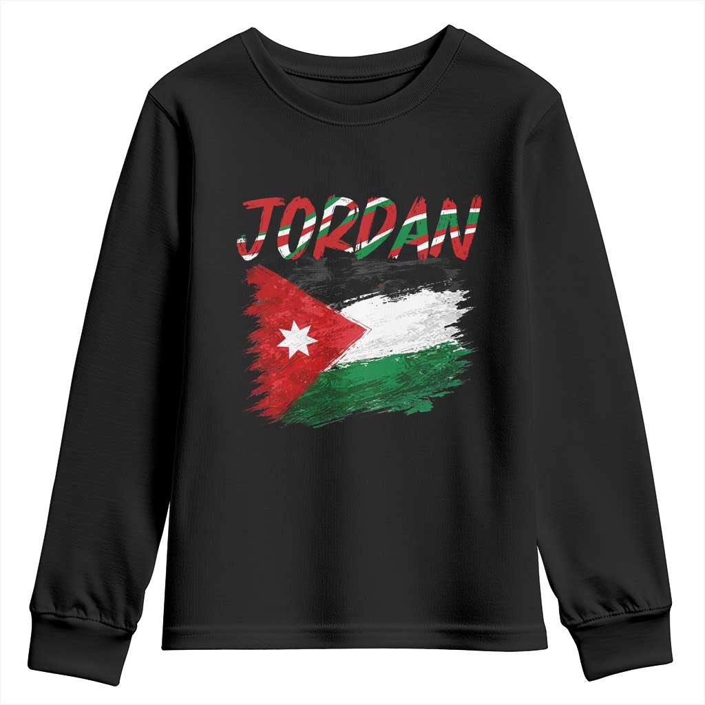 Vintage Jordan Pride Youth Sweatshirt Proud Jordanian Roots Gift TS12 Black Print Your Wear