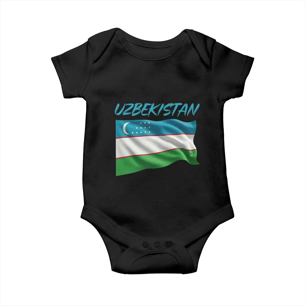 Vintage Uzbekistan Flag Baby Onesie Proud Uzbek Roots Gift