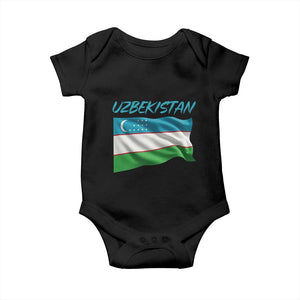Vintage Uzbekistan Flag Baby Onesie Proud Uzbek Roots Gift