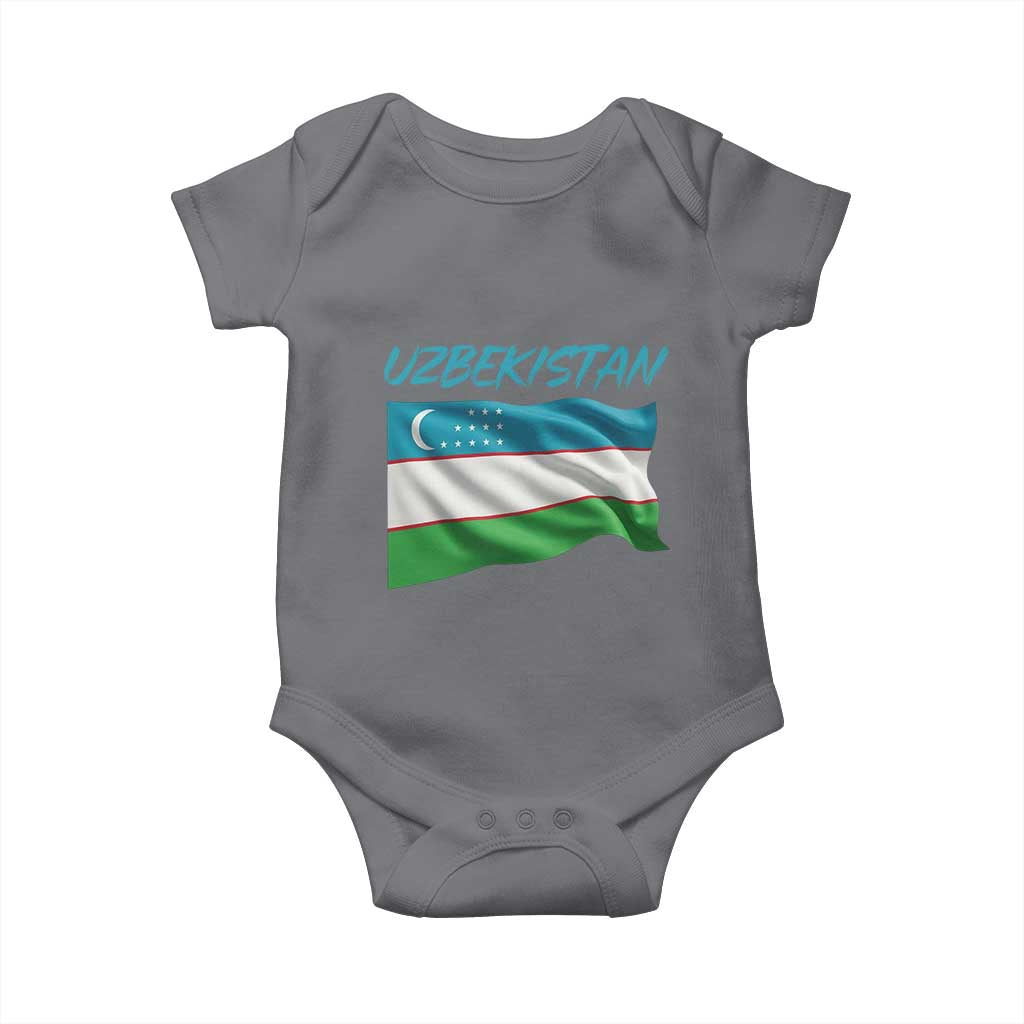 Vintage Uzbekistan Flag Baby Onesie Proud Uzbek Roots Gift