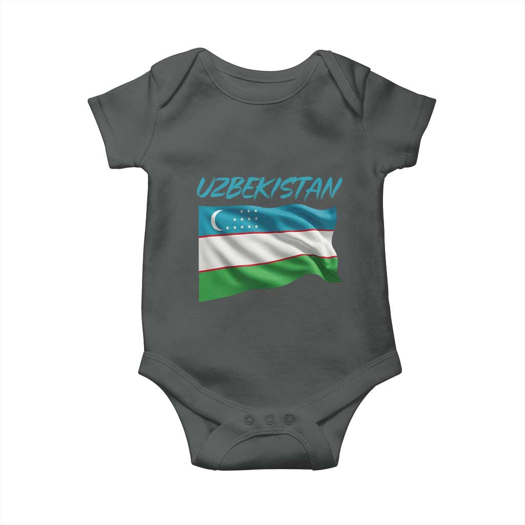 Vintage Uzbekistan Flag Baby Onesie Proud Uzbek Roots Gift