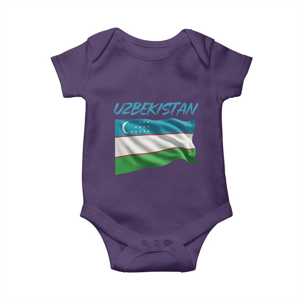 Vintage Uzbekistan Flag Baby Onesie Proud Uzbek Roots Gift
