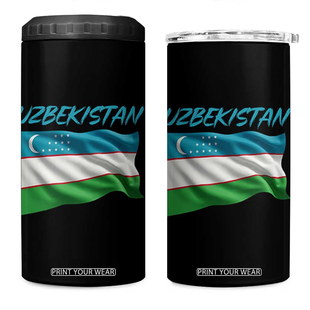 Vintage Uzbekistan Flag 4 in 1 Can Cooler Tumbler Proud Uzbek Roots Gift