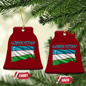 Vintage Uzbekistan Flag Ceramic Ornament Proud Uzbek Roots Gift