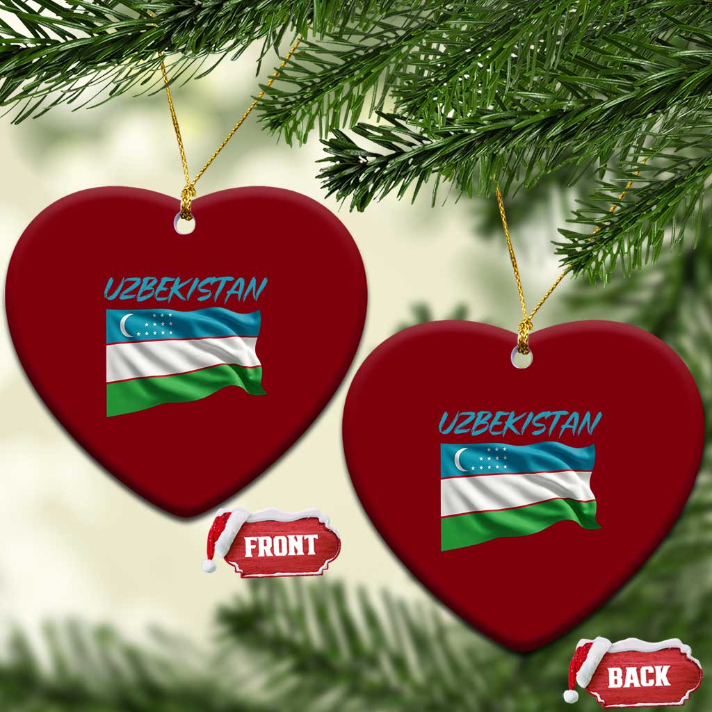 Vintage Uzbekistan Flag Ceramic Ornament Proud Uzbek Roots Gift