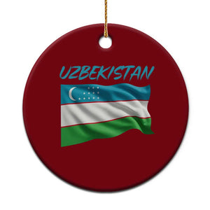 Vintage Uzbekistan Flag Ceramic Ornament Proud Uzbek Roots Gift