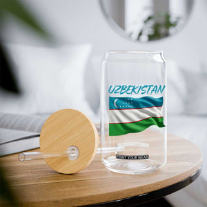 Vintage Uzbekistan Flag Glass Can Proud Uzbek Roots Gift