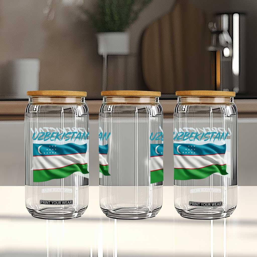 Vintage Uzbekistan Flag Glass Can Proud Uzbek Roots Gift