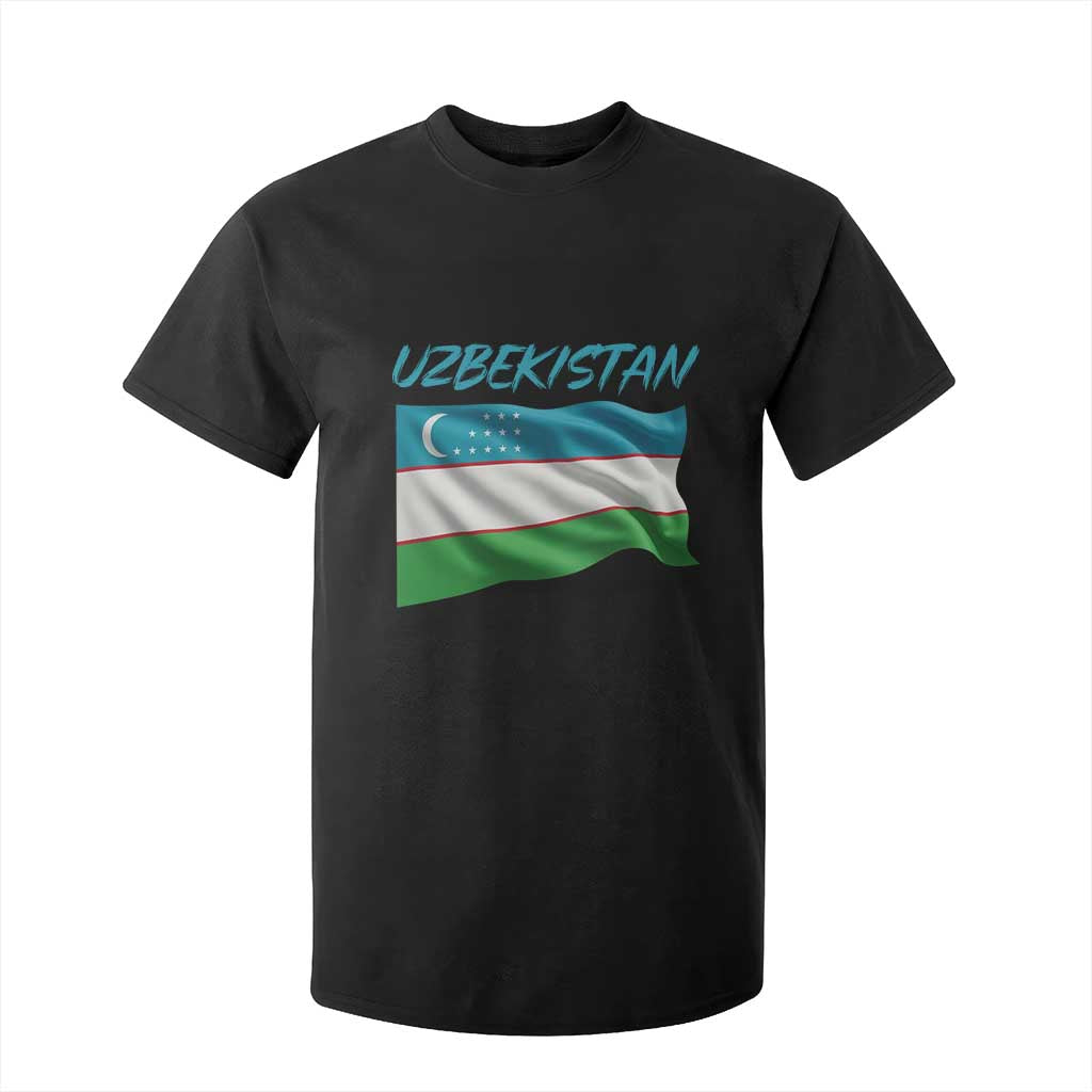 Vintage Uzbekistan Flag T Shirt For Kid Proud Uzbek Roots Gift TS12 Black Print Your Wear