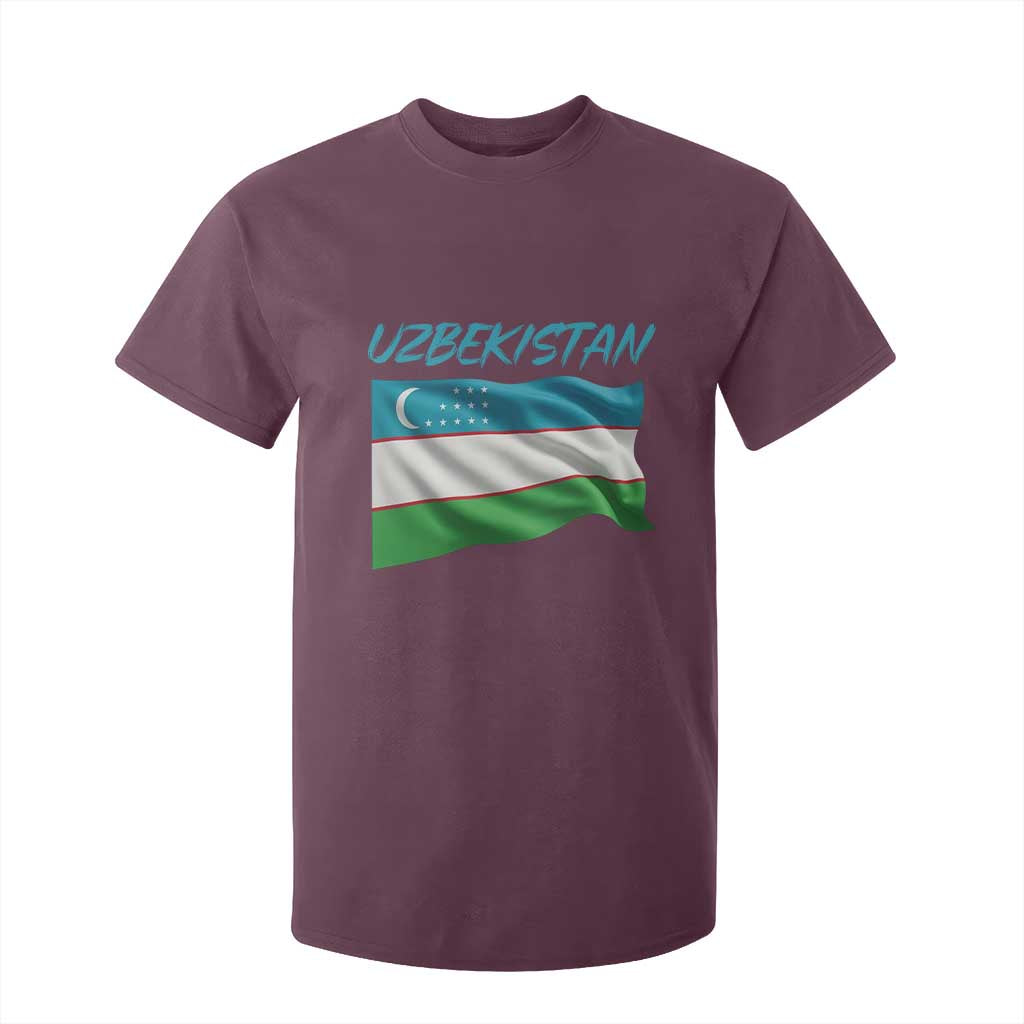 Vintage Uzbekistan Flag T Shirt For Kid Proud Uzbek Roots Gift