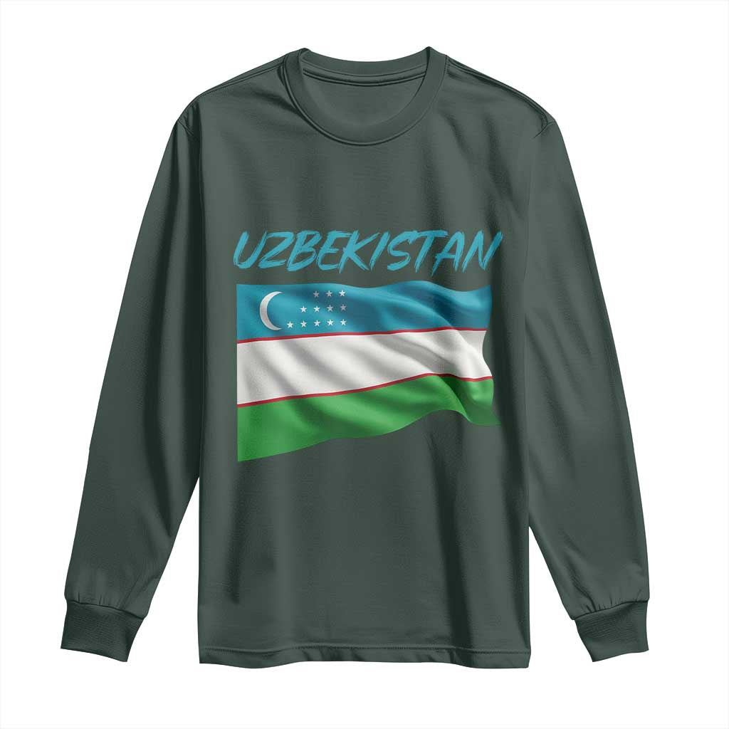 Vintage Uzbekistan Flag Long Sleeve Shirt Proud Uzbek Roots Gift
