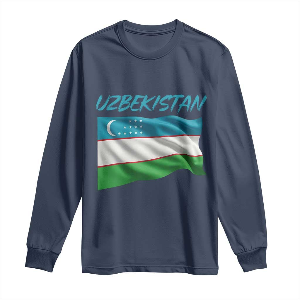 Vintage Uzbekistan Flag Long Sleeve Shirt Proud Uzbek Roots Gift