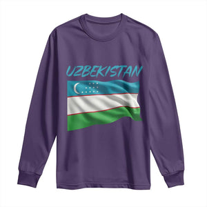 Vintage Uzbekistan Flag Long Sleeve Shirt Proud Uzbek Roots Gift