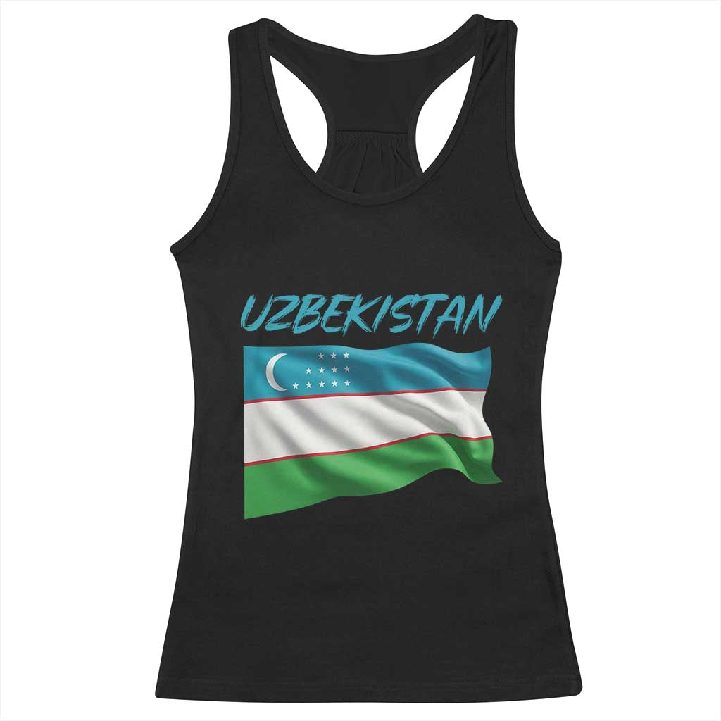 Vintage Uzbekistan Flag Racerback Tank Top Proud Uzbek Roots Gift