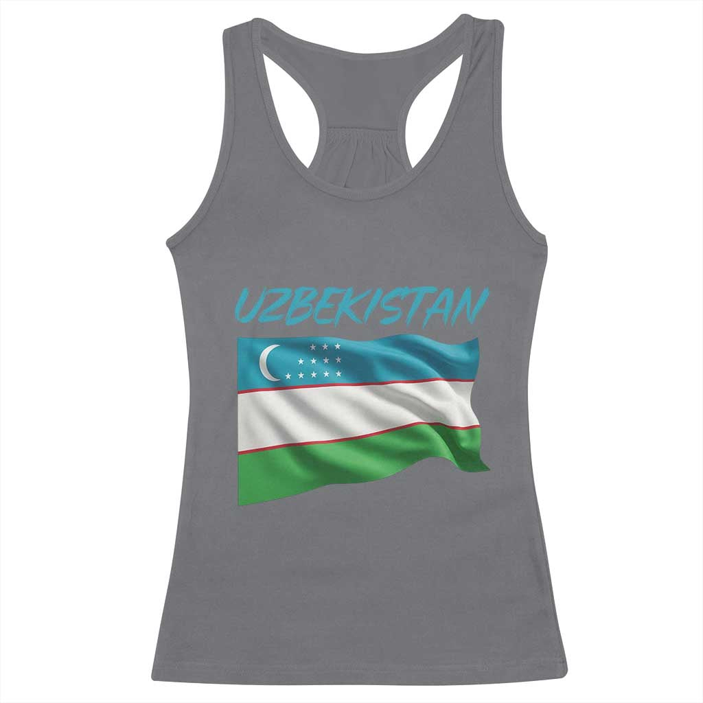 Vintage Uzbekistan Flag Racerback Tank Top Proud Uzbek Roots Gift