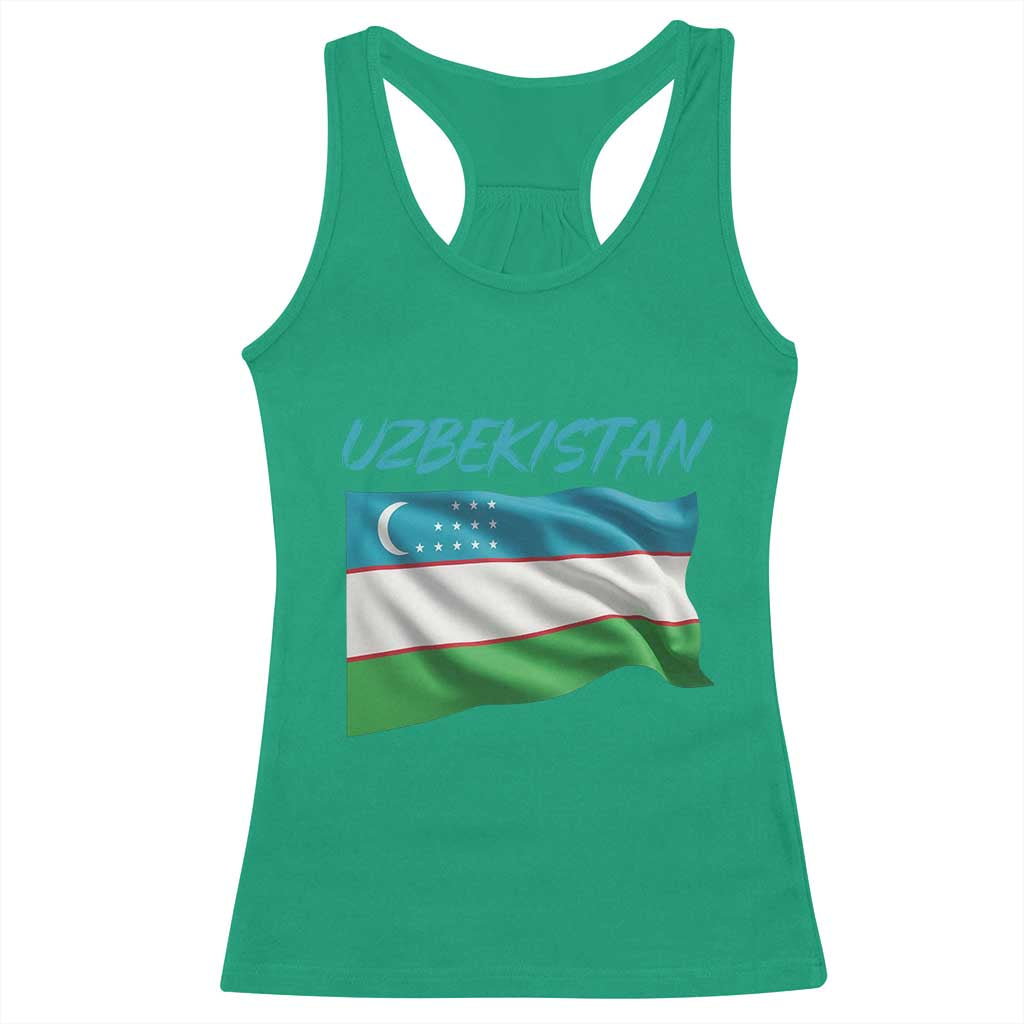 Vintage Uzbekistan Flag Racerback Tank Top Proud Uzbek Roots Gift