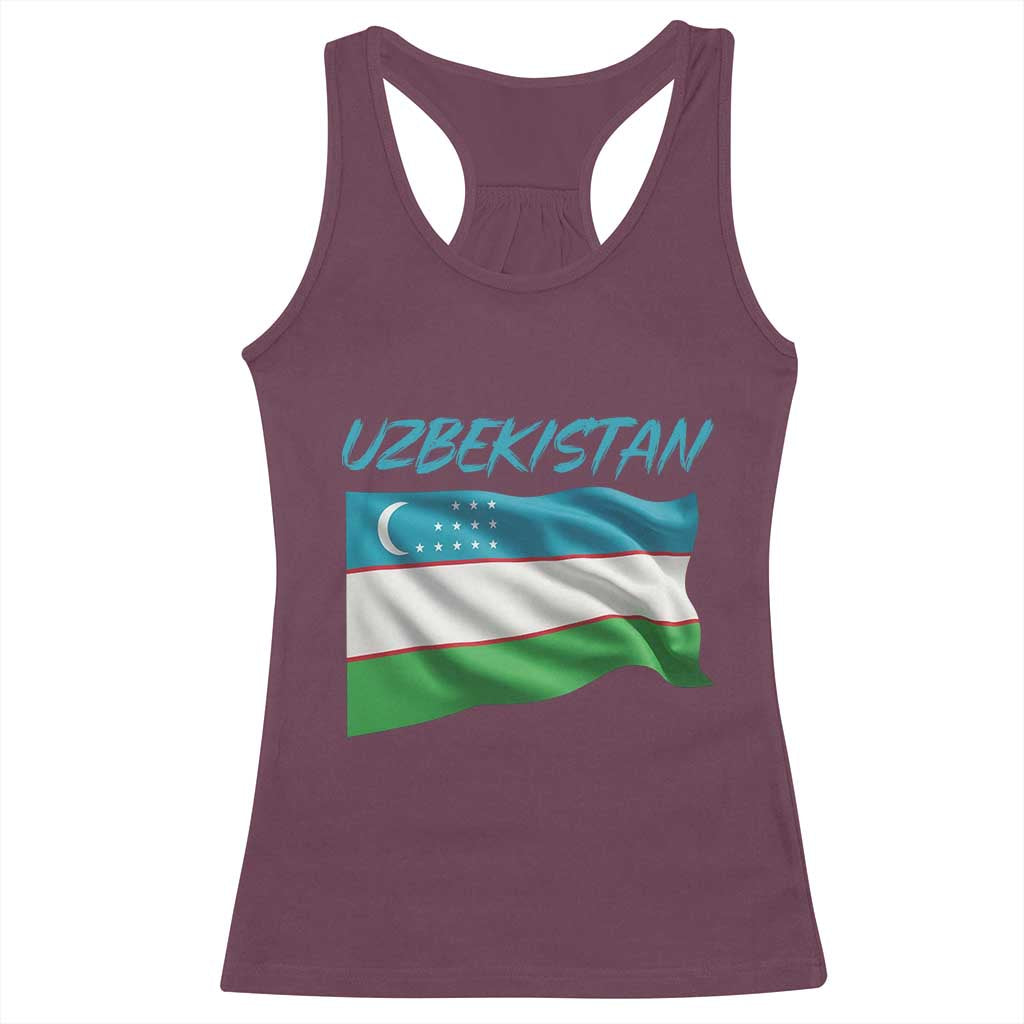 Vintage Uzbekistan Flag Racerback Tank Top Proud Uzbek Roots Gift