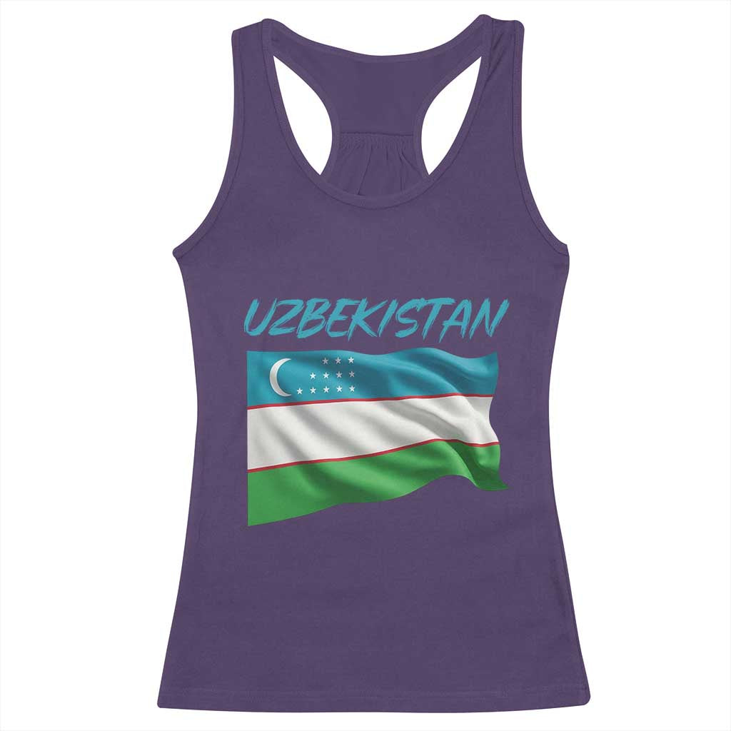 Vintage Uzbekistan Flag Racerback Tank Top Proud Uzbek Roots Gift