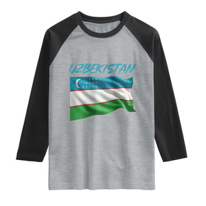 Vintage Uzbekistan Flag Raglan Shirt Proud Uzbek Roots Gift