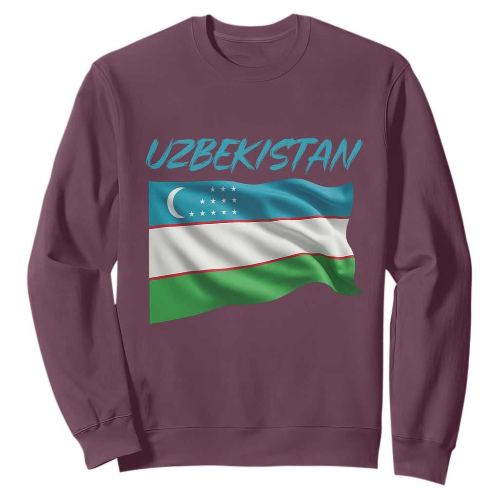 Vintage Uzbekistan Flag Sweatshirt Proud Uzbek Roots Gift