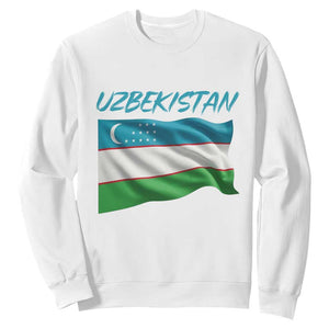 Vintage Uzbekistan Flag Sweatshirt Proud Uzbek Roots Gift
