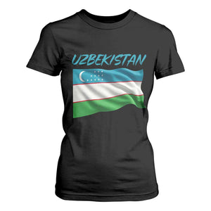 Vintage Uzbekistan Flag T Shirt For Women Proud Uzbek Roots Gift