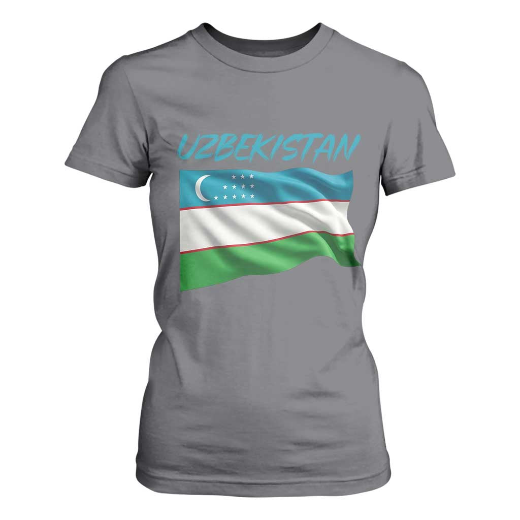 Vintage Uzbekistan Flag T Shirt For Women Proud Uzbek Roots Gift