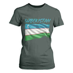 Vintage Uzbekistan Flag T Shirt For Women Proud Uzbek Roots Gift